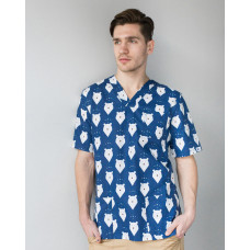 Медичний чоловічий костюм Граніт принт ведмедика сині-пісок Медичний чоловічий костюм Граніт принт ведмедика сині-пісок